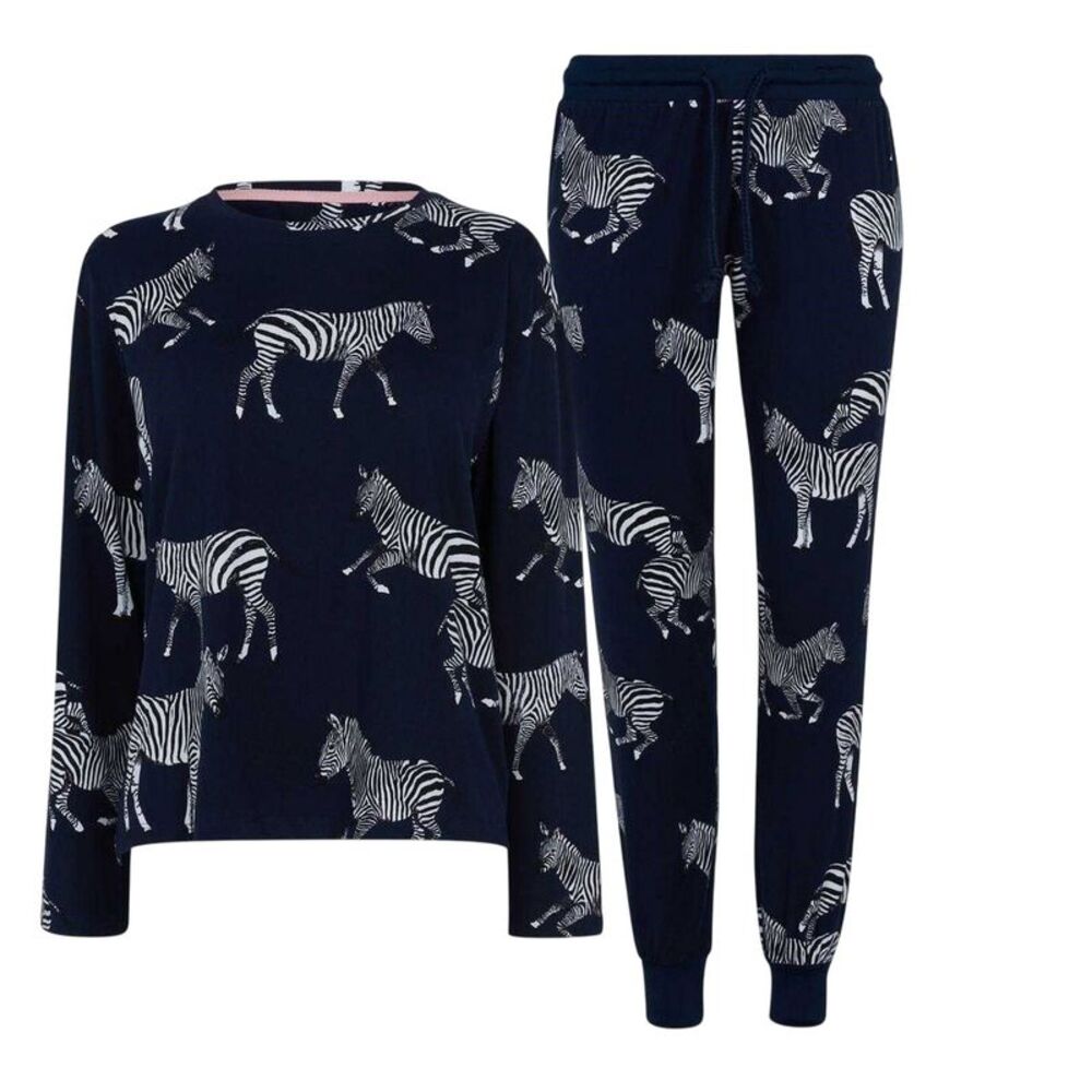 Chelsea Peers Womens/Ladies Zebra Long Pyjama Set / Navy